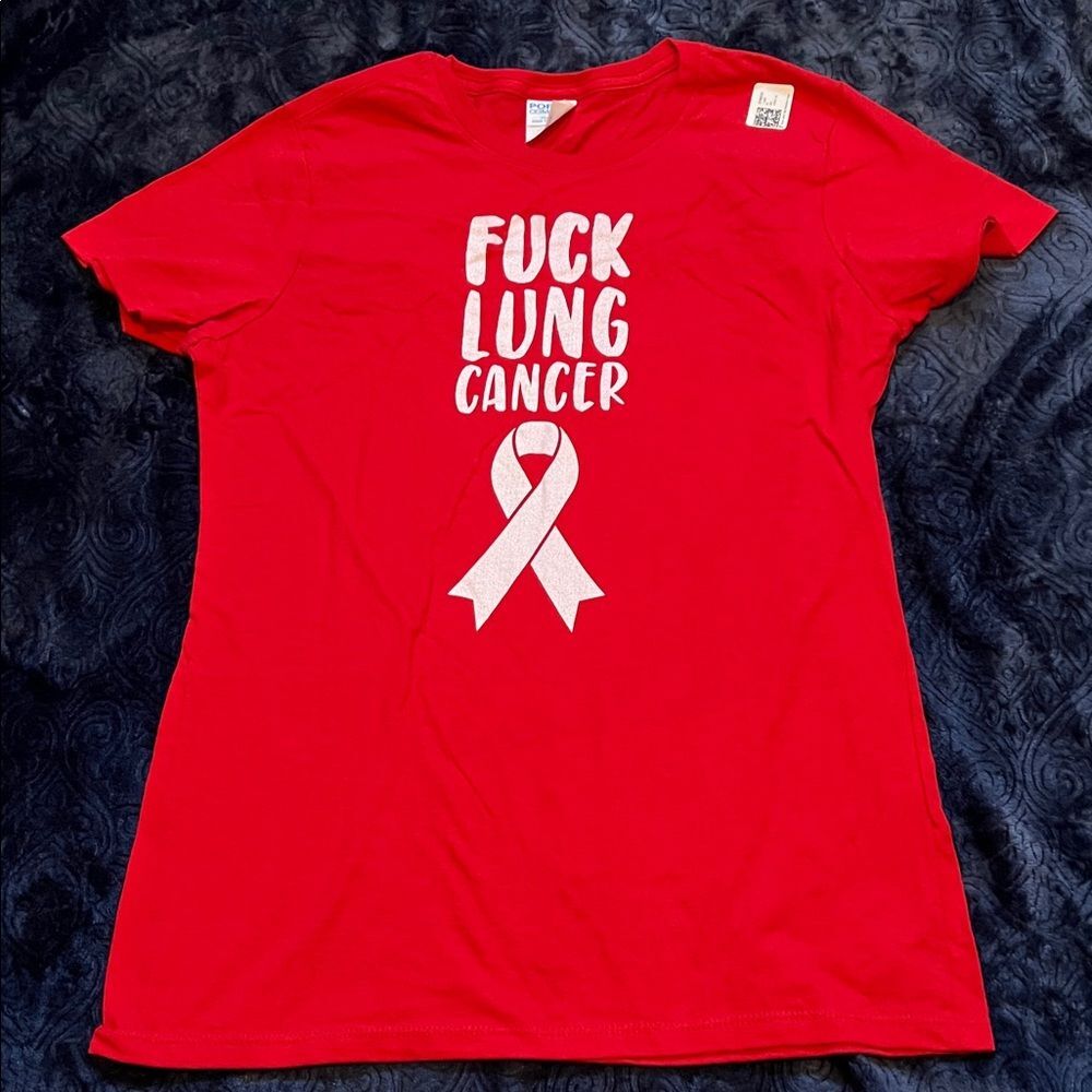 F**K Lung Cancer Awareness Ribbon Tshirt (Ladies XS)